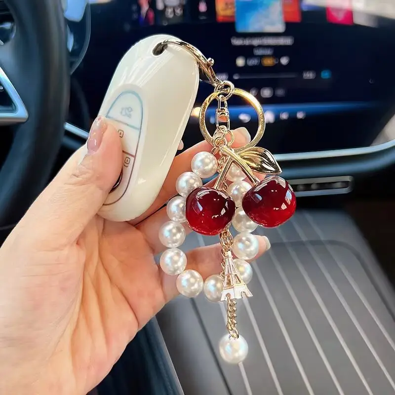 Red Cherry Pearl Car Key Chain Pendant - Image 7