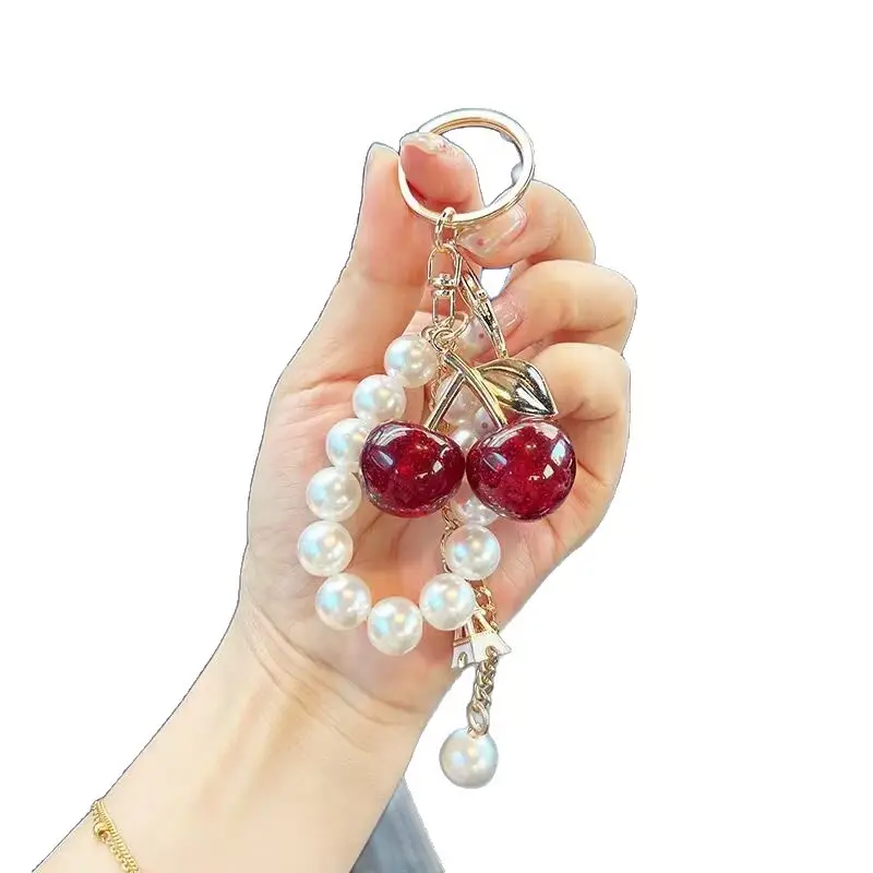 Red Cherry Pearl Car Key Chain Pendant - Image 8