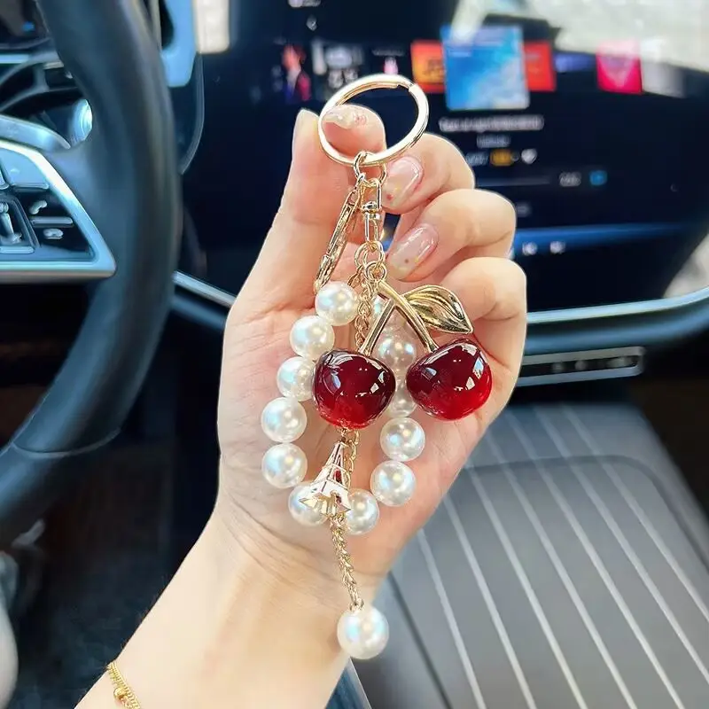 Red Cherry Pearl Car Key Chain Pendant — feature 2