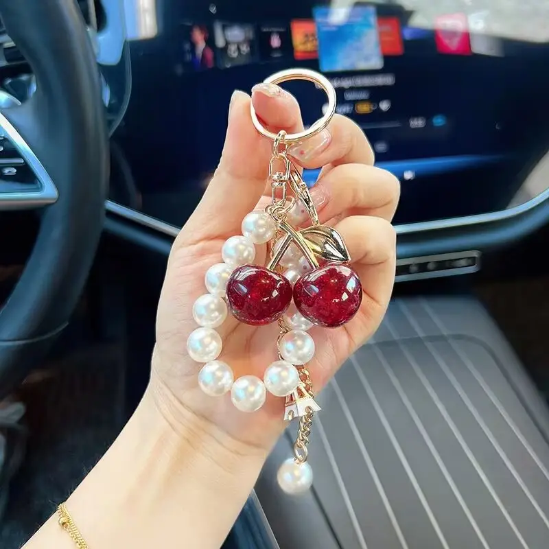 Red Cherry Pearl Car Key Chain Pendant — feature 5
