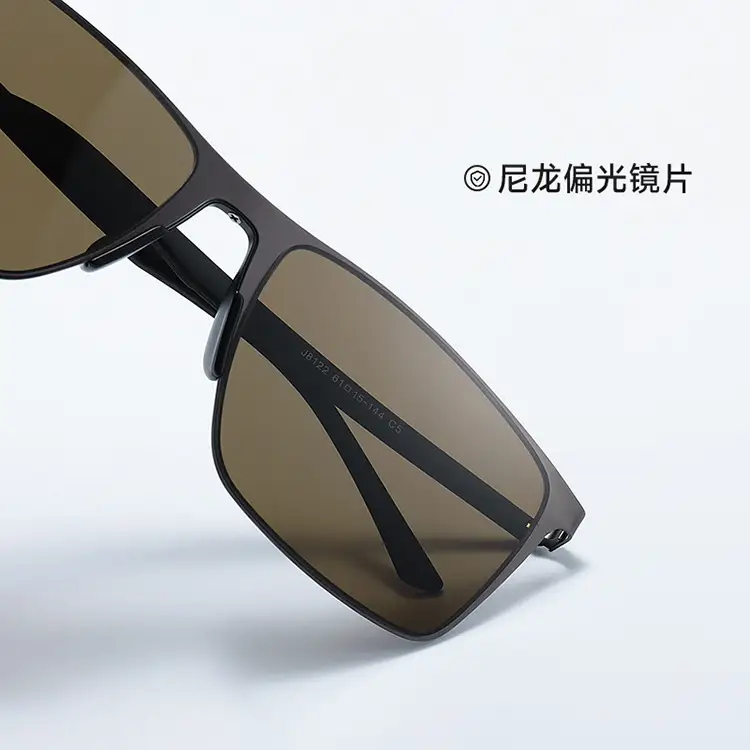 Men Square Sunglasses Black Polarized 8122 - Image 12