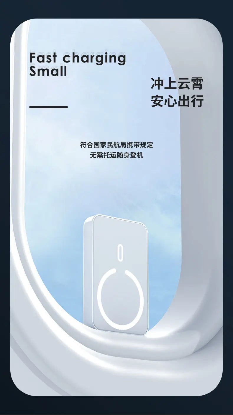 Wholesale Magnetic Wireless Magsafe Power Bank 10000 Mah Ultra-Thin Fast Charging Mobile Power Supply Cross-Border Customization — feature 18