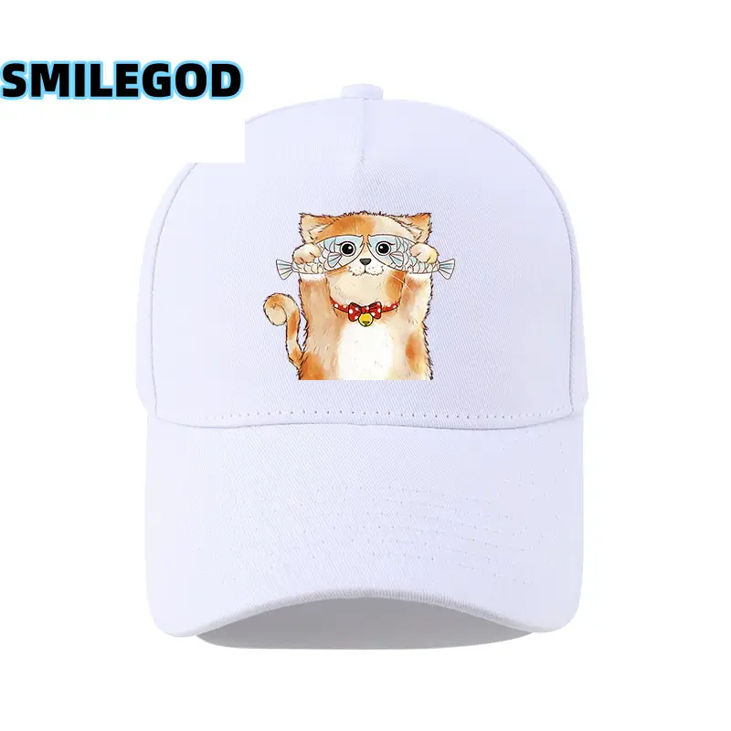 Cute Cat Print Baseball Cap Black for Men Women - Image 11