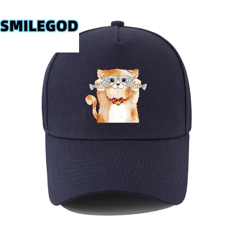Cute Cat Print Baseball Cap Black for Men Women - Image 15