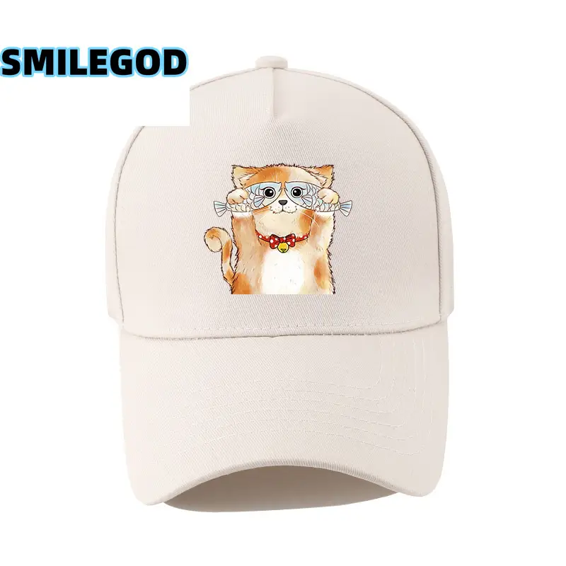 Cute Cat Print Baseball Cap Black for Men Women - Image 23