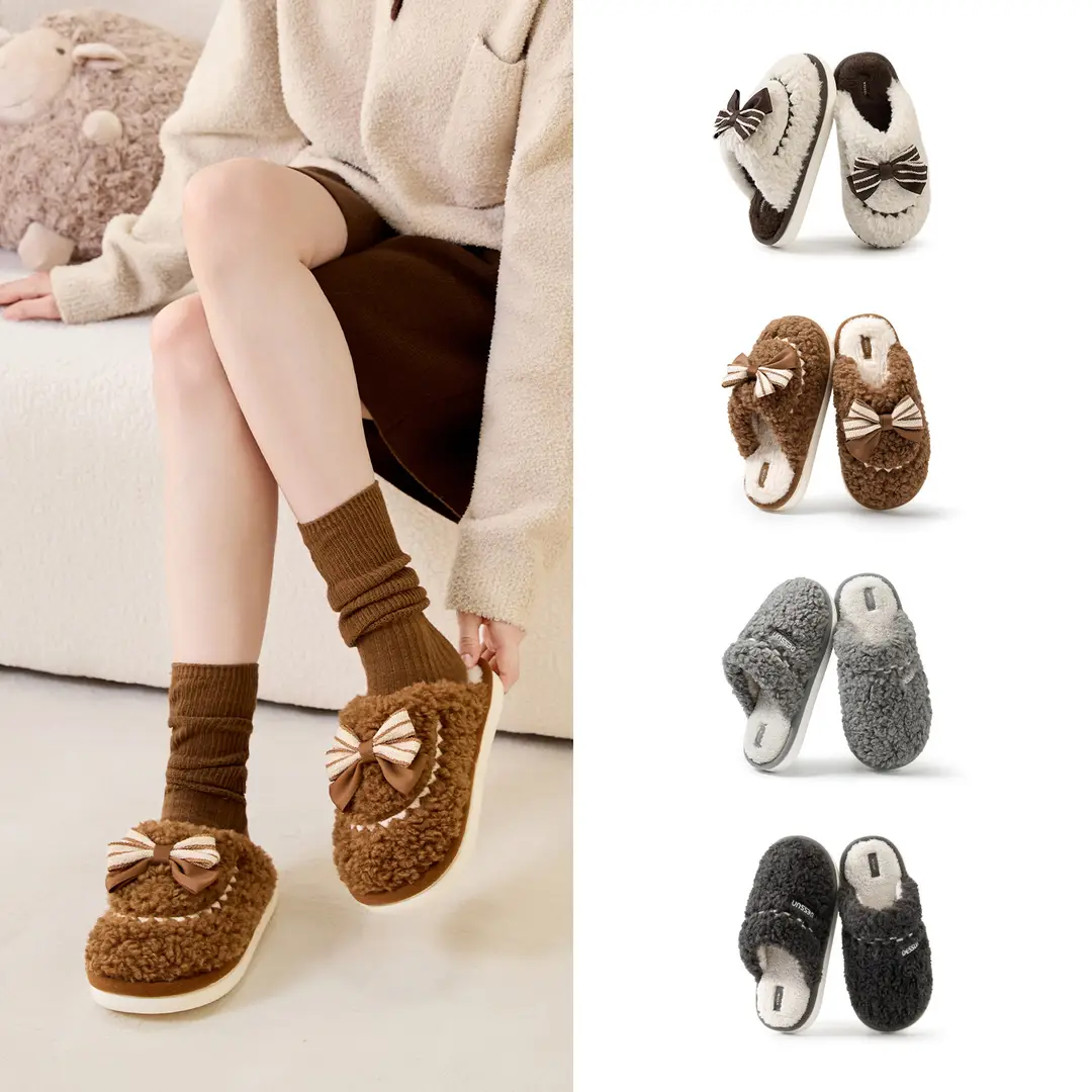 Couple's Home Cotton Slippers for Women, Winter Indoor Non-Slip Home Plush Slippers for Men, Winter Plush Warm Plush Slippers - Image 4