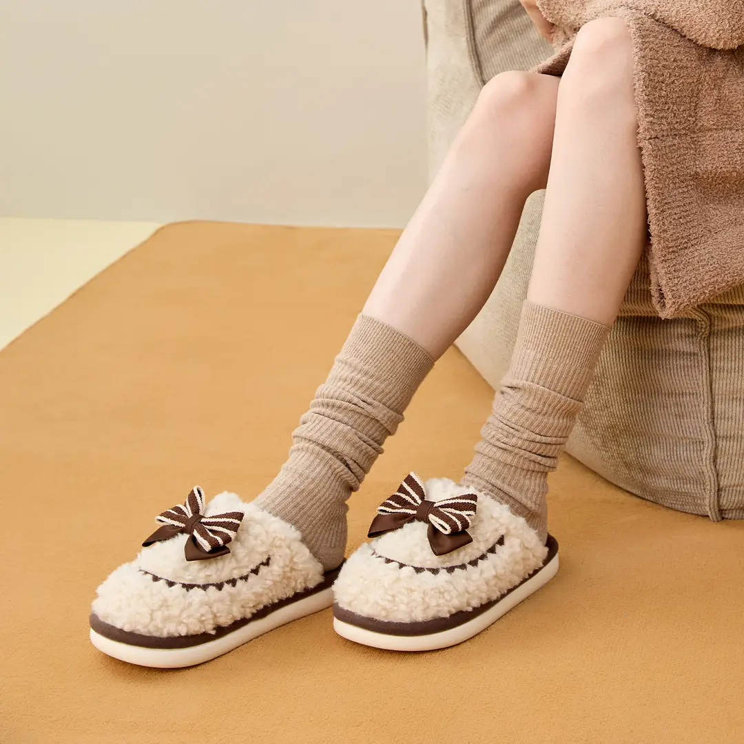 Couple's Home Cotton Slippers for Women, Winter Indoor Non-Slip Home Plush Slippers for Men, Winter Plush Warm Plush Slippers - Image 6
