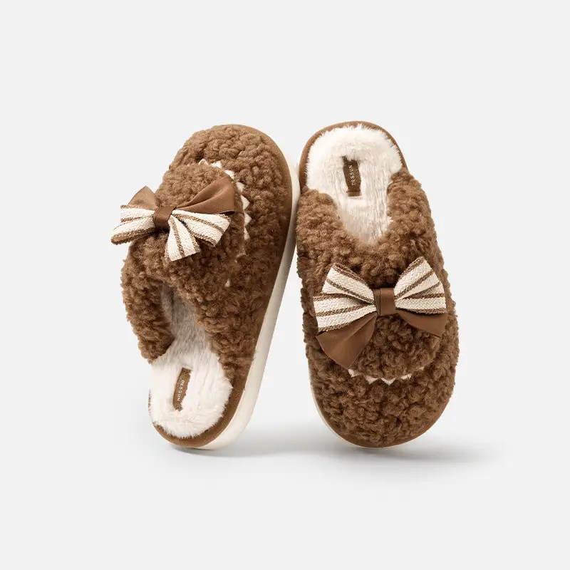 Couple's Home Cotton Slippers for Women, Winter Indoor Non-Slip Home Plush Slippers for Men, Winter Plush Warm Plush Slippers - Image 2