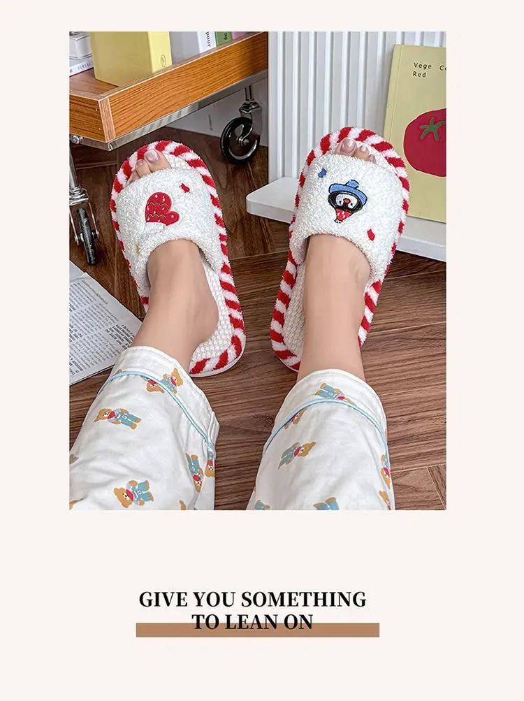 Cute Christmas Cotton Slippers for Women, New Autumn and Winter Models, Fleece-Lined and Thickened, Indoor Home Cotton Shoes Wholesale — feature 12