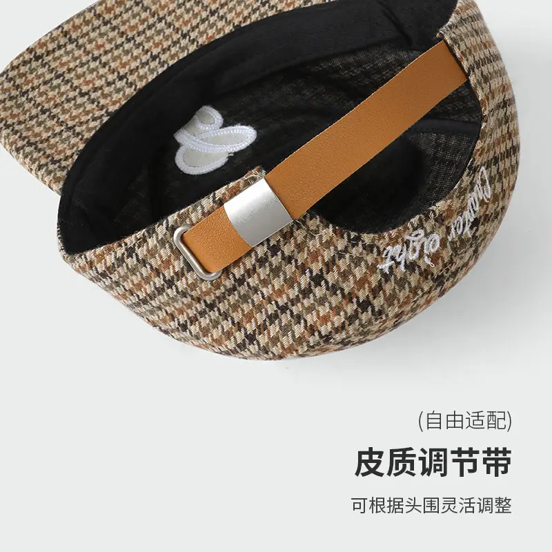 Korean Style Leopard Print Flat Cap with Embroidered Logo - Image 7