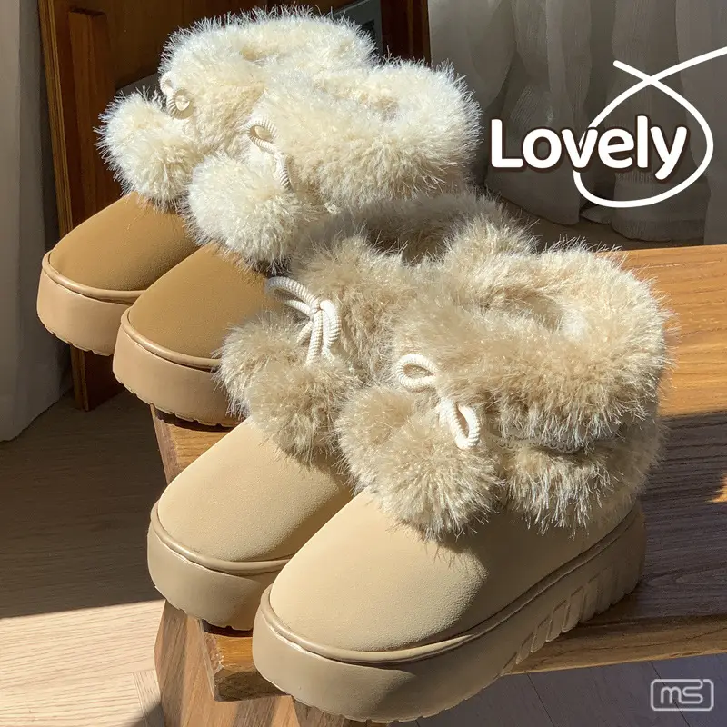 Fashionable High-End Thick-Soled Versatile High-Tube Women's Cotton Slippers 2025 Autumn and Winter New Warm Height-Increasing Snow Boots Cotton Shoes - Image 7