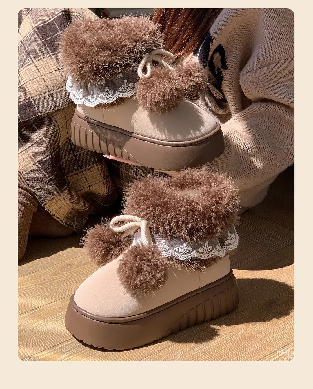 Fashionable High-End Thick-Soled Versatile High-Tube Women's Cotton Slippers 2025 Autumn and Winter New Warm Height-Increasing Snow Boots Cotton Shoes — feature 9