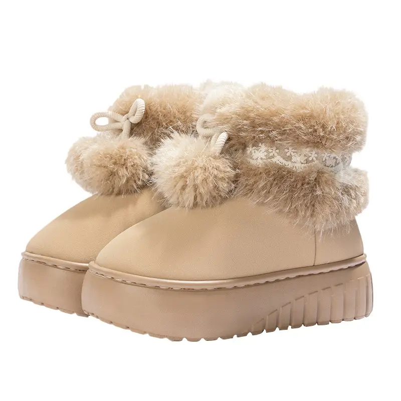 Fashionable High-End Thick-Soled Versatile High-Tube Women's Cotton Slippers 2025 Autumn and Winter New Warm Height-Increasing Snow Boots Cotton Shoes - Image 3