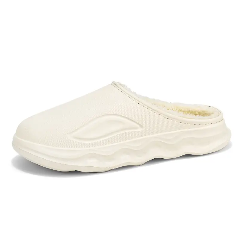 Cotton Slippers for Men in Winter Indoor Home Fleece-Lined Warm Outer Wear Waterproof Non-Slip Cotton Shoes Large Size Slippers