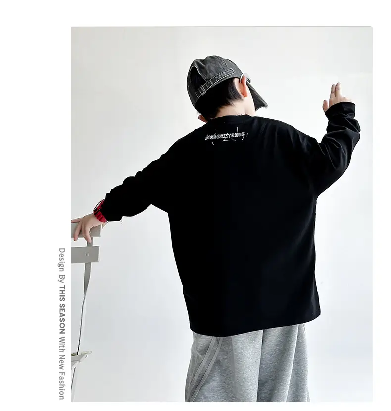 Boys Long Sleeve T-Shirt Black White Graphic Spring Autumn 2025 — feature 11