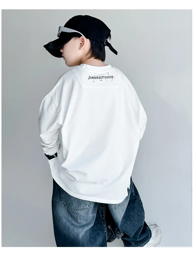 Boys Long Sleeve T-Shirt Black White Graphic Spring Autumn 2025 — feature 8