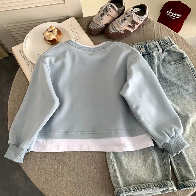 Girls Faux Sweatshirt Light Grey Long Sleeve 2025 — feature 10