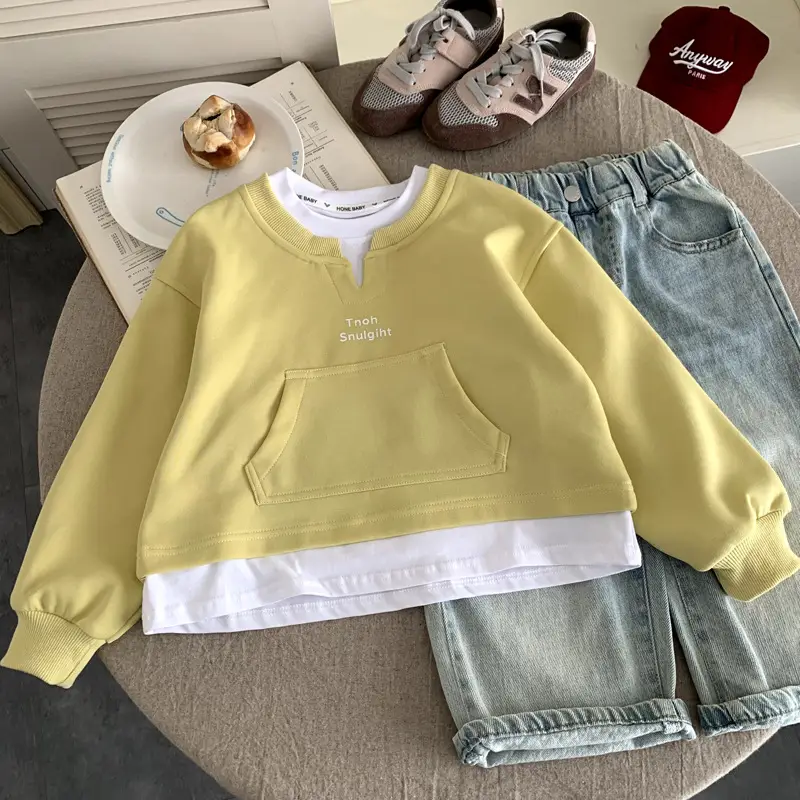 Girls Faux Sweatshirt Light Grey Long Sleeve 2025 — feature 11