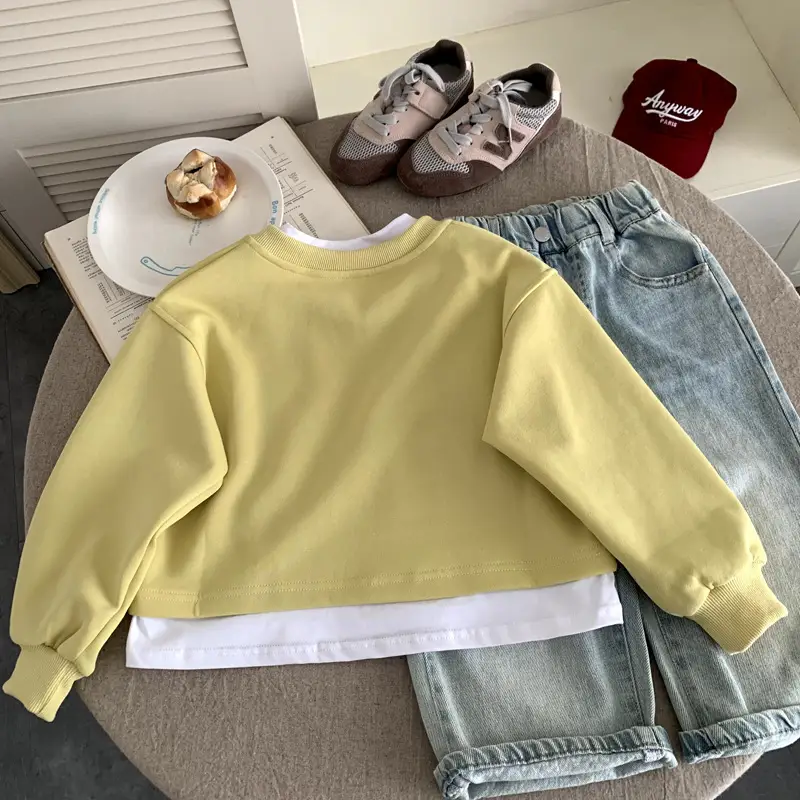 Girls Faux Sweatshirt Light Grey Long Sleeve 2025 — feature 12