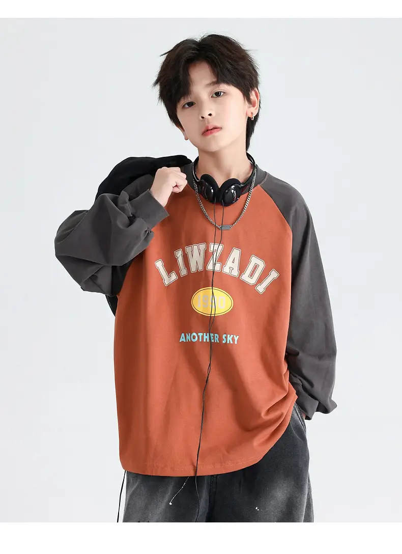 Boys Spring & Autumn Long Sleeve T-Shirt Brown Orange — feature 15