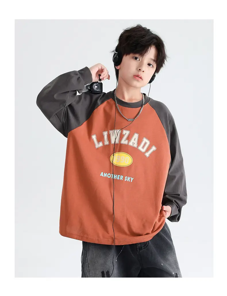 Boys Spring & Autumn Long Sleeve T-Shirt Brown Orange — feature 18