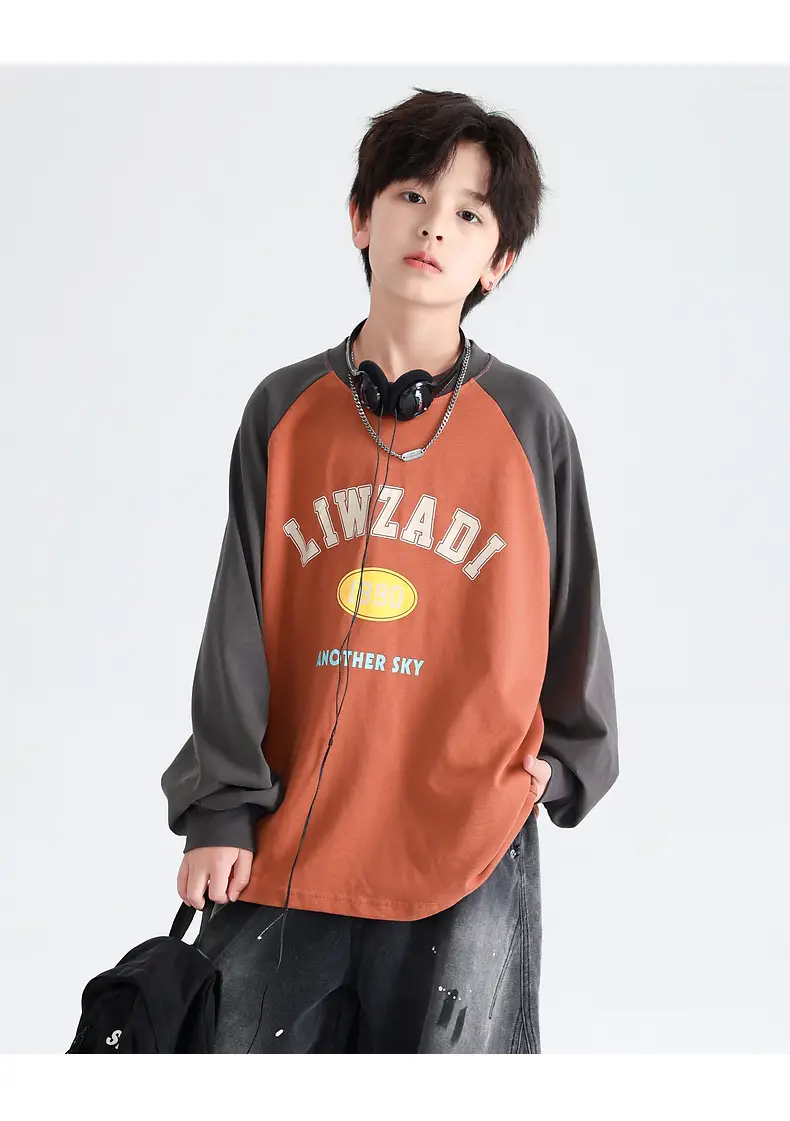 Boys Spring & Autumn Long Sleeve T-Shirt Brown Orange — feature 19