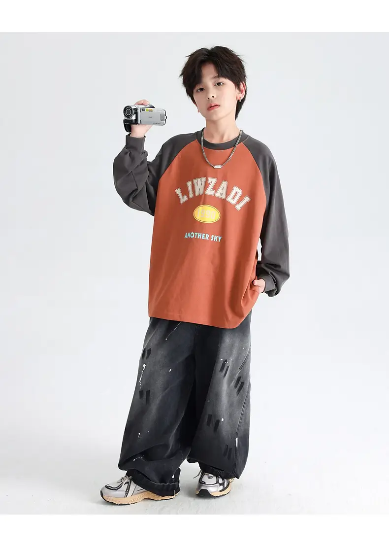 Boys Spring & Autumn Long Sleeve T-Shirt Brown Orange — feature 20