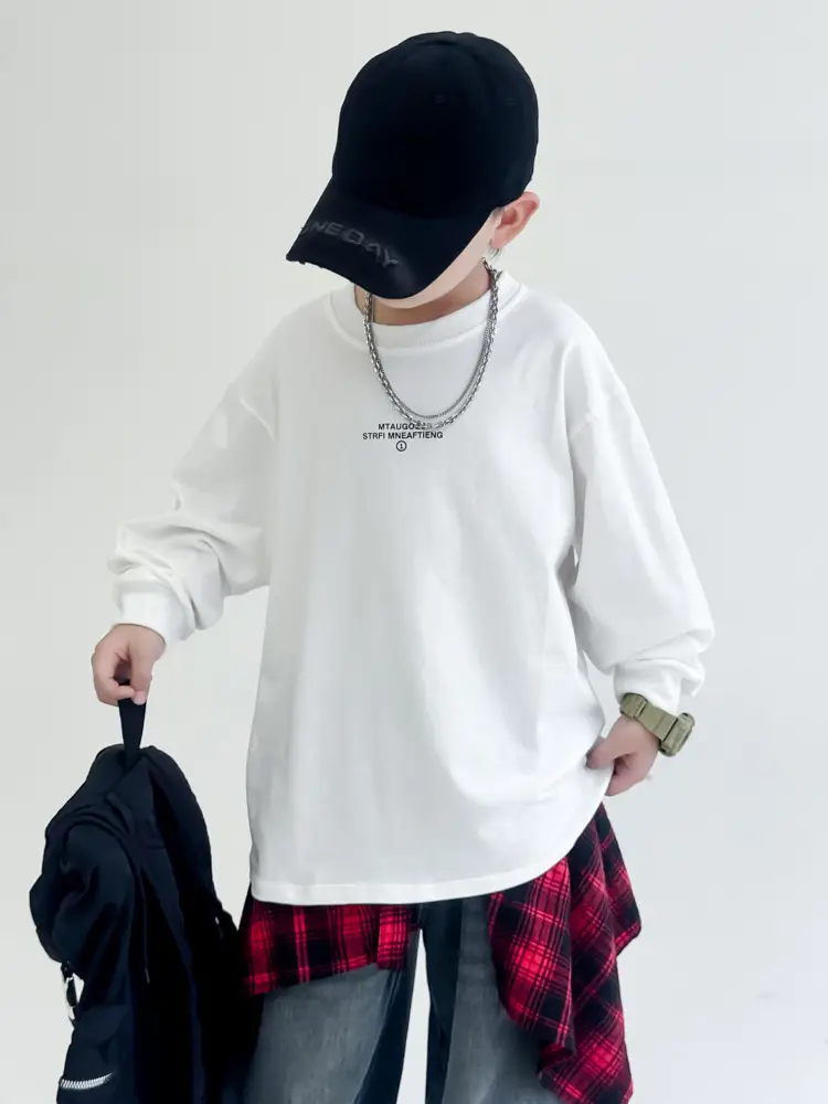 Boys Long Sleeve T-Shirt White Graphic Spring Autumn 2025 - Image 4