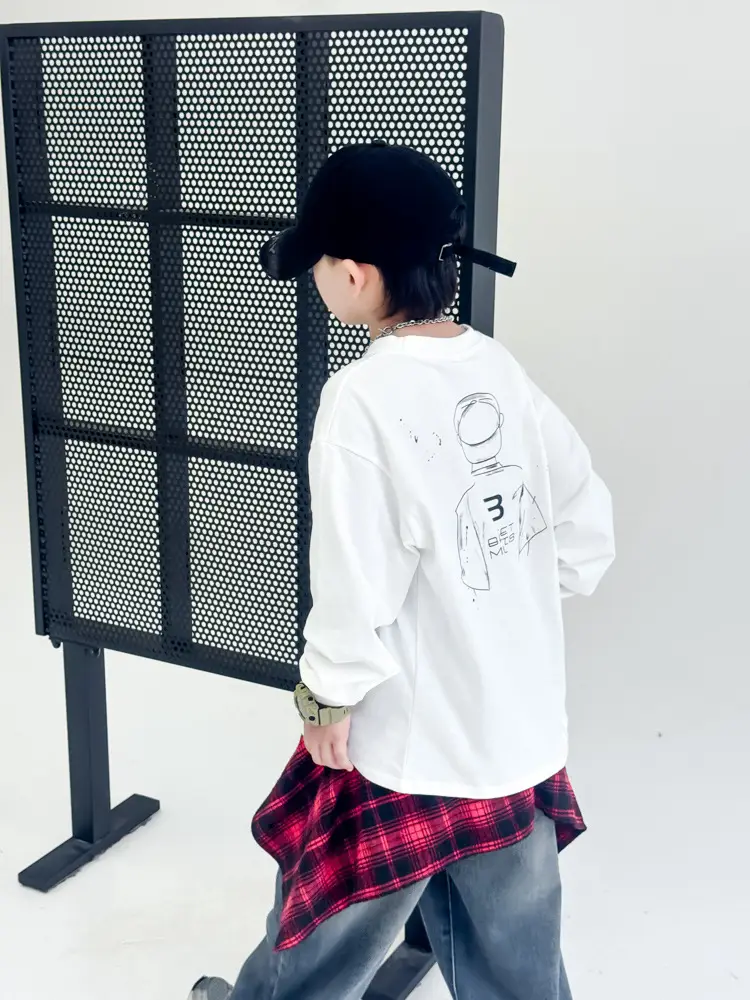 Boys Long Sleeve T-Shirt White Graphic Spring Autumn 2025 - Image 5