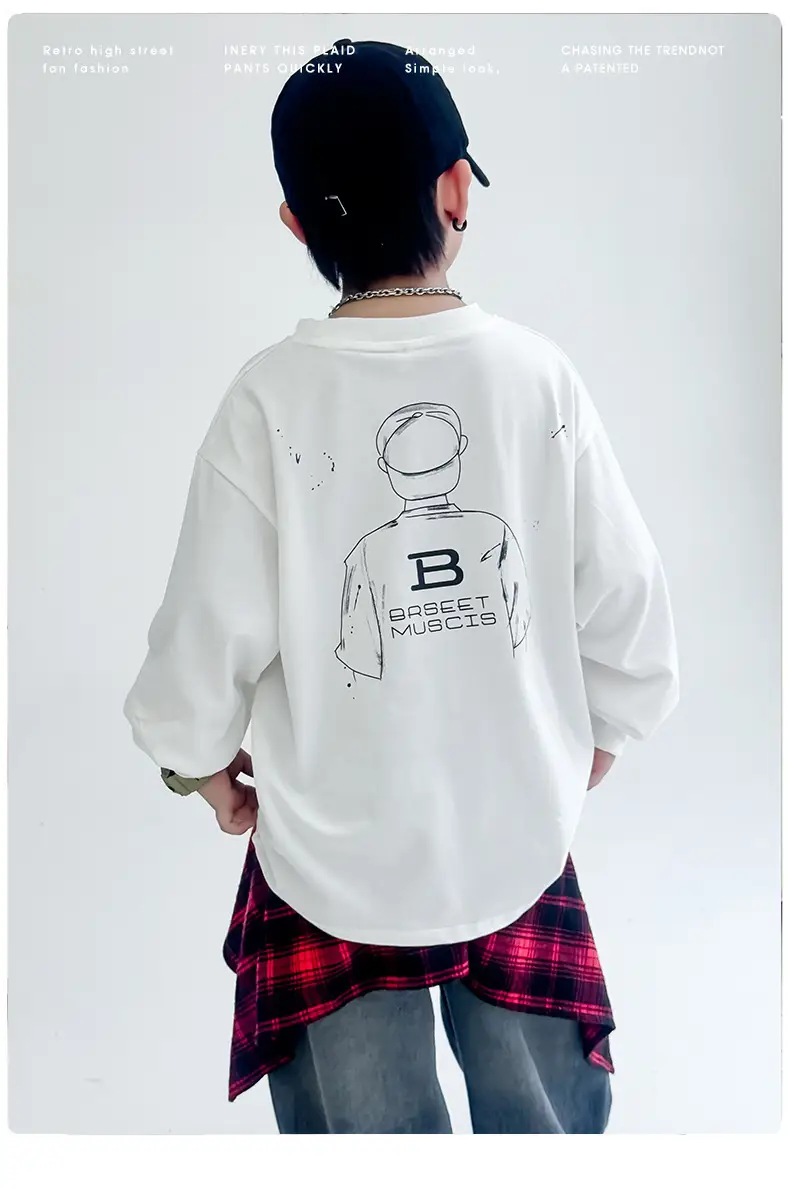 Boys Long Sleeve T-Shirt White Graphic Spring Autumn 2025 — feature 2