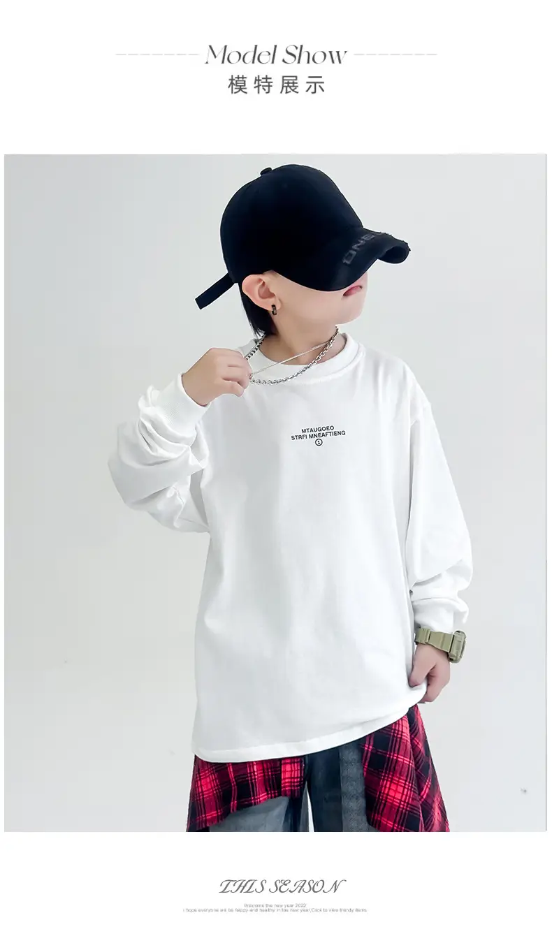 Boys Long Sleeve T-Shirt White Graphic Spring Autumn 2025 — feature 5
