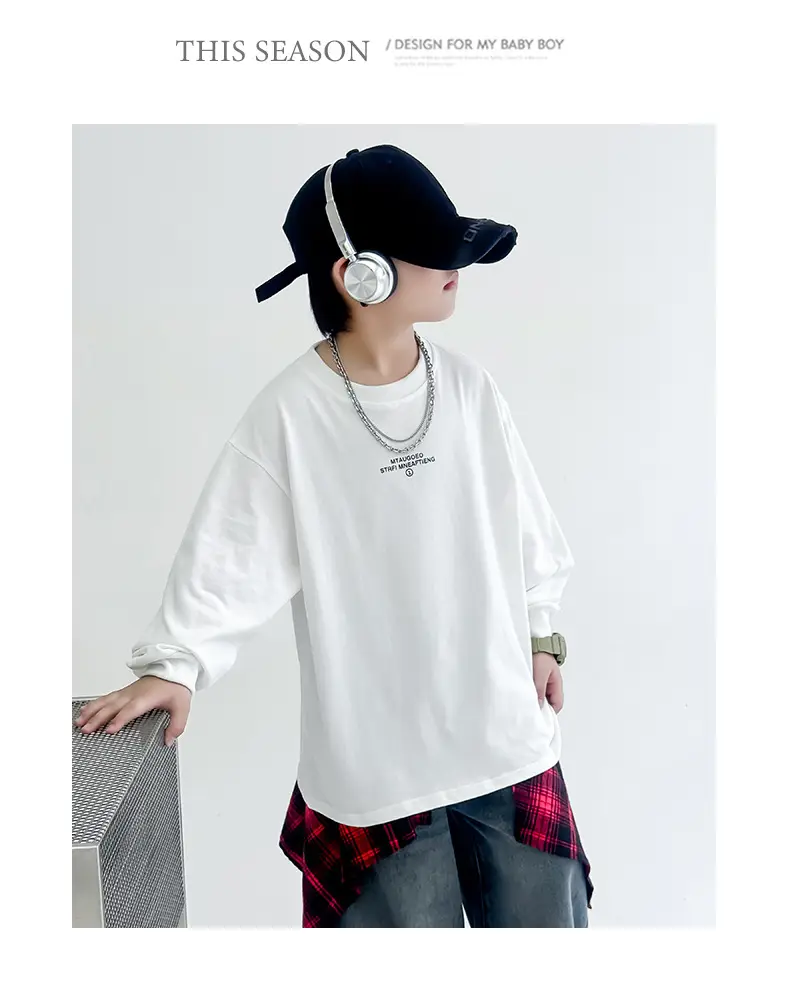 Boys Long Sleeve T-Shirt White Graphic Spring Autumn 2025 — feature 9