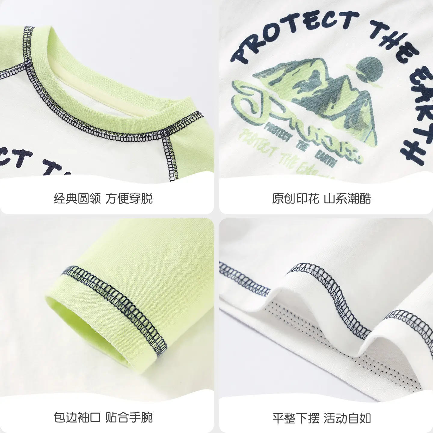 Boys Cotton Long Sleeve T-Shirt Green White 2025 - Image 5