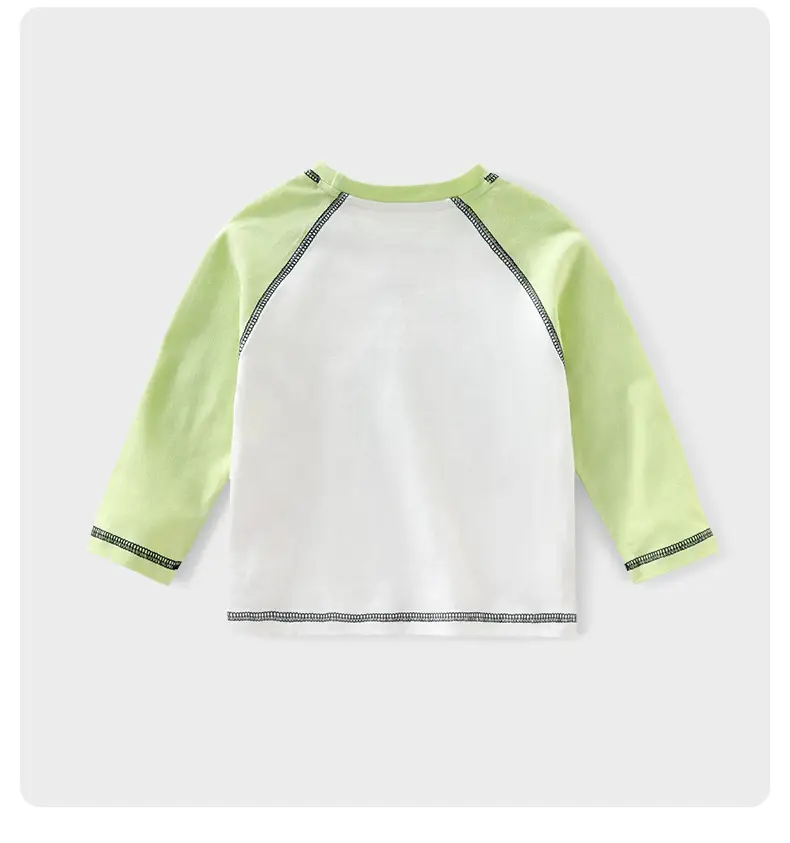 Boys Cotton Long Sleeve T-Shirt Green White 2025 — feature 12