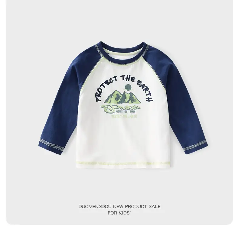 Boys Cotton Long Sleeve T-Shirt Green White 2025 — feature 2