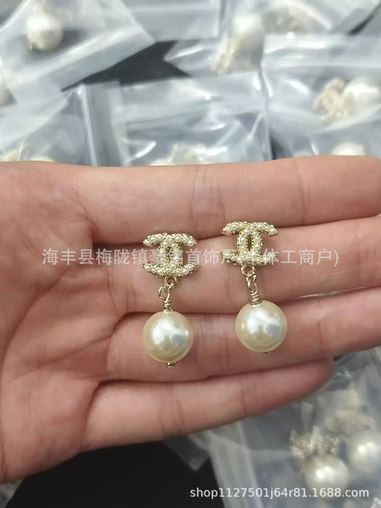 Pearl Pentagram Earrings High Quality Small - Image 68
