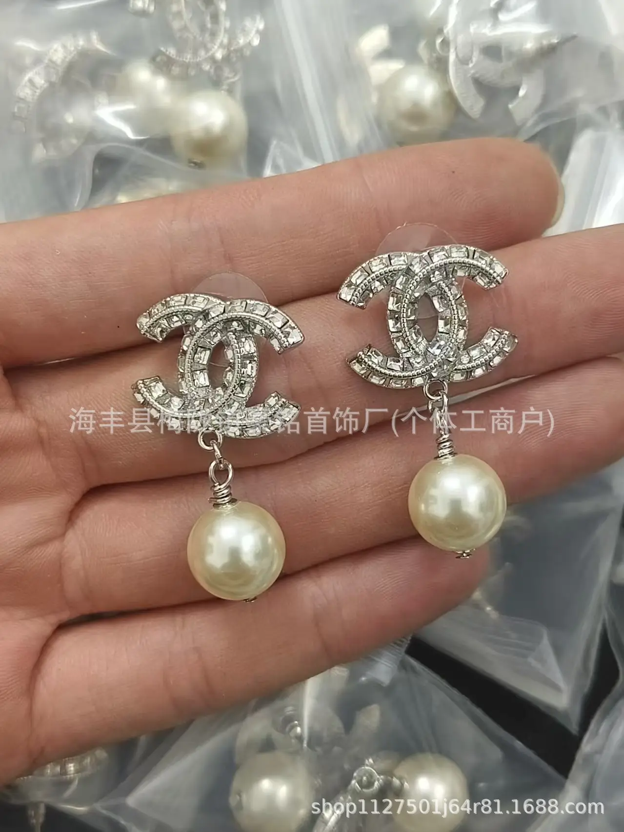Pearl Pentagram Earrings High Quality Small - Image 80