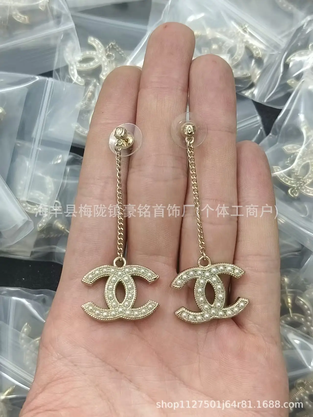 Pearl Pentagram Earrings High Quality Small - Image 83