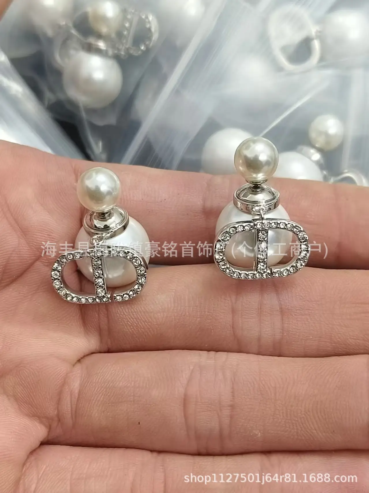 Pearl Pentagram Earrings High Quality Small - Image 87