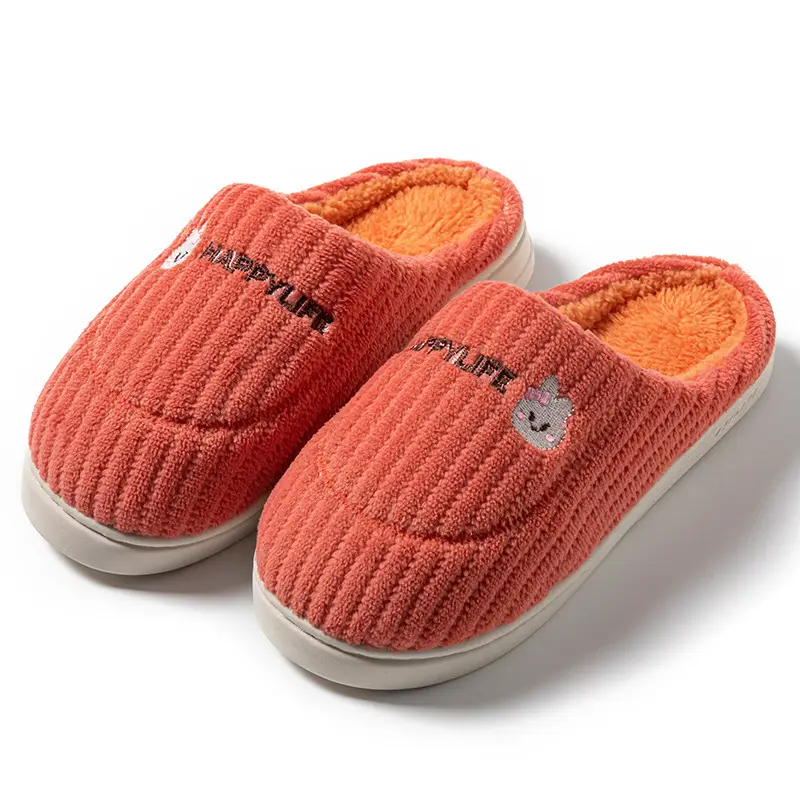 Simple Postpartum Slippers for Women, Autumn and Winter Indoor Home Use, Dormitory Warm Plush Soft-Soled Couple Cotton Slippers for Men