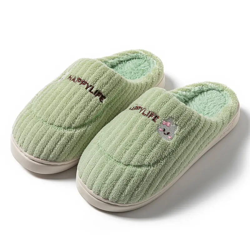 Simple Postpartum Slippers for Women, Autumn and Winter Indoor Home Use, Dormitory Warm Plush Soft-Soled Couple Cotton Slippers for Men