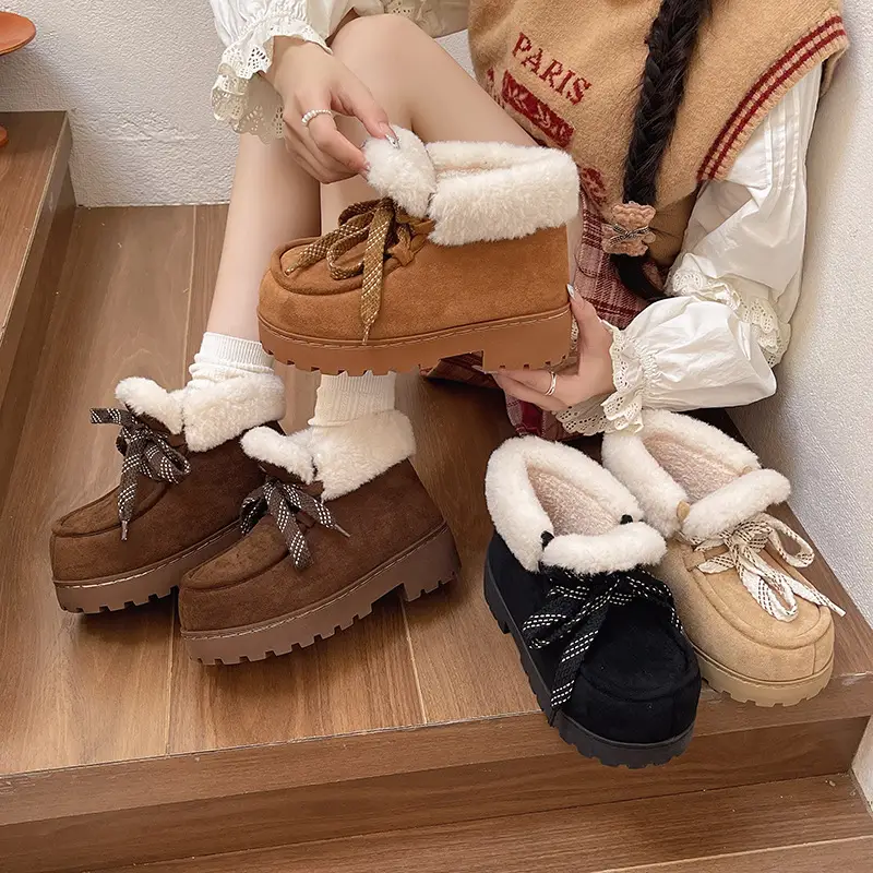 Nanbowan Women's Winter Snow Boots Korean Version Thick-Soled Height-Increasing Outdoor Non-Slip Plush Warm Closed-Back Cotton Shoes for Women - Image 6