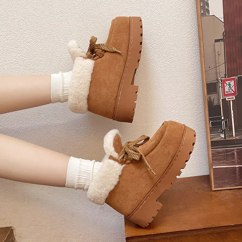 Nanbowan Women's Winter Snow Boots Korean Version Thick-Soled Height-Increasing Outdoor Non-Slip Plush Warm Closed-Back Cotton Shoes for Women - Image 8