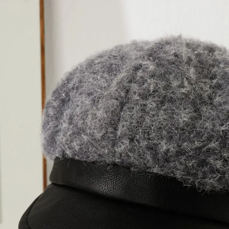 Korean Style Plush Leather Cap for Women — feature 3