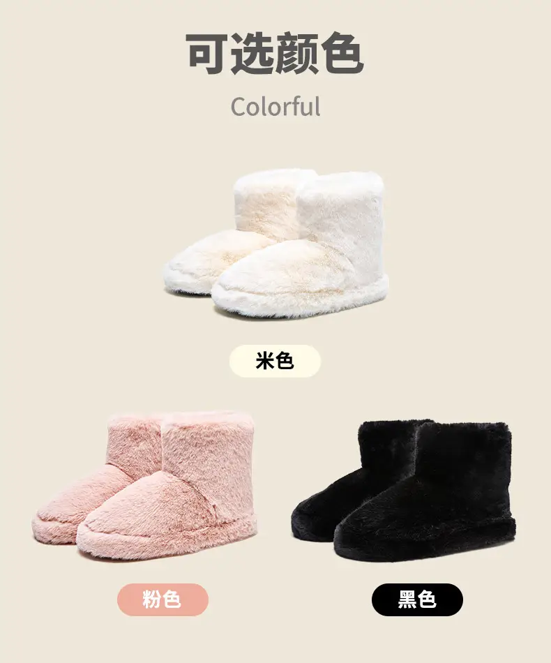 Cross-Border Autumn and Winter New Plush Mid-Calf Boots for Women Foreign Trade Wholesale Home Cotton Shoes Non-Slip Warm Bag Heel Cotton Slippers — feature 4
