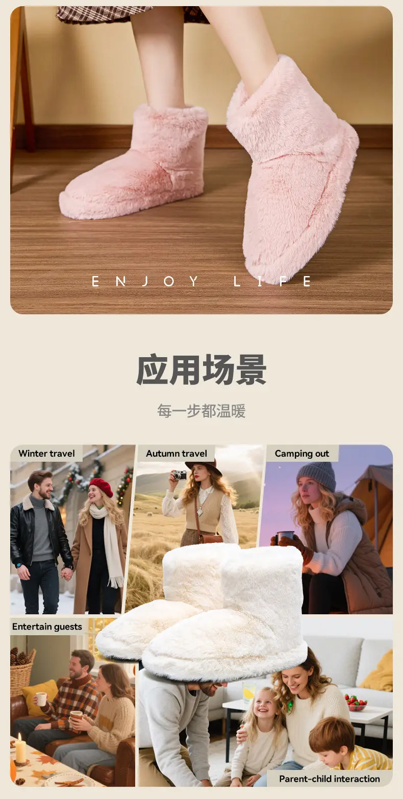 Cross-Border Autumn and Winter New Plush Mid-Calf Boots for Women Foreign Trade Wholesale Home Cotton Shoes Non-Slip Warm Bag Heel Cotton Slippers — feature 8