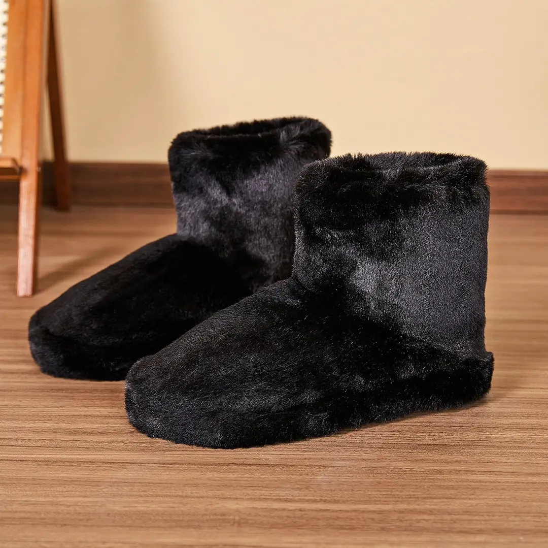 Cross-Border Autumn and Winter New Plush Mid-Calf Boots for Women Foreign Trade Wholesale Home Cotton Shoes Non-Slip Warm Bag Heel Cotton Slippers