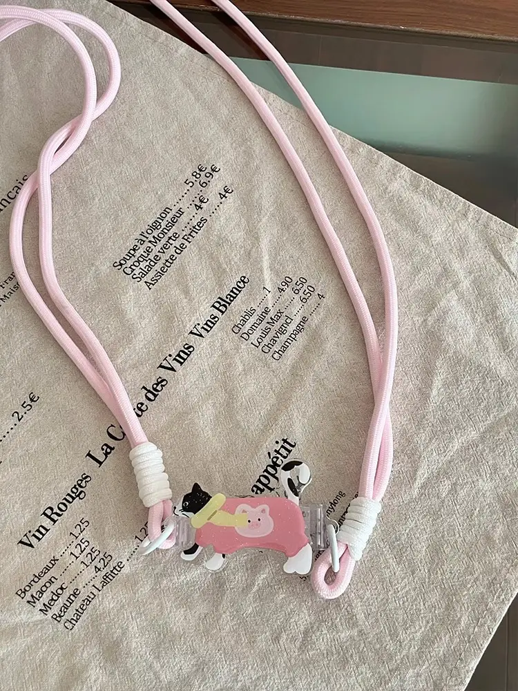 Travel Anti-Lost Mobile Phone Lanyard Cross-Body Strap Adjustable Anti-Fall Rope Leather Rope Necklace Pendant — feature 11