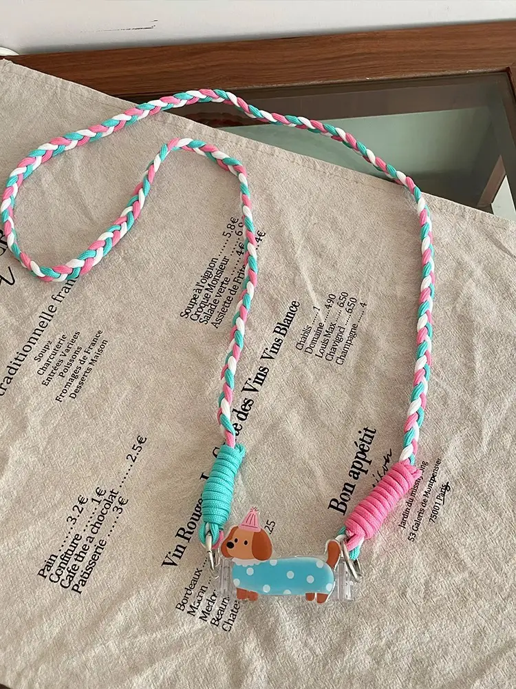 Travel Anti-Lost Mobile Phone Lanyard Cross-Body Strap Adjustable Anti-Fall Rope Leather Rope Necklace Pendant — feature 12