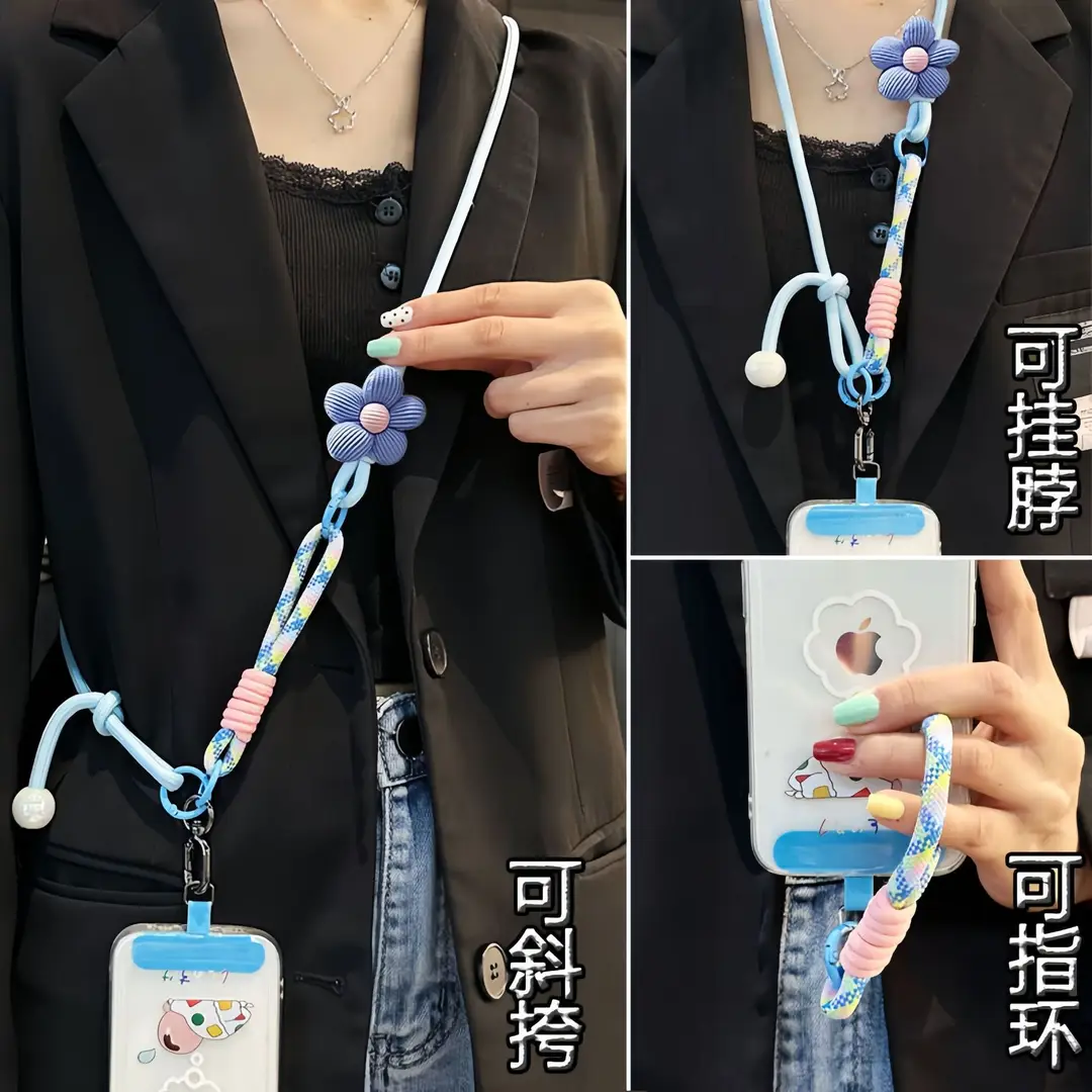 Travel Anti-Lost Mobile Phone Lanyard Cross-Body Strap Adjustable Anti-Fall Rope Leather Rope Necklace Pendant — feature 19